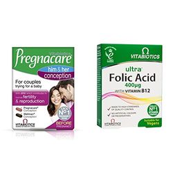 Pregnacare Conception for Couples, Him and Her 60 Tablets Support Pack with Vitabiotics Ultra Folic Acid