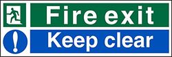 Stewart Superior Sign Fire Exit Keep Clear 450x150mm Self-adhesive Vinyl Ref SP126SAV