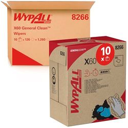 WypAll X60 Ściereczki 8266 - Ściereczki do czyszczenia - 10 pudełek z dozownikami x 126 białych ściereczek (łącznie 1.260)