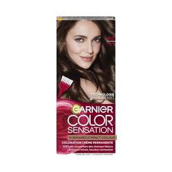 Garnier Color Sensation Coloration, Châtain 4.0, Coloration Crème Permanente, Tous Types de Cheveux, Couleur jusqu'à 10 Semaines & Couvre les Cheveux Blancs 100%
