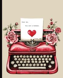 Composition notebook: Valentine's Vintage Typewriter Aesthetic | Wide ruled, 7.5 x 9.25, 110 Pages | For teens and adults