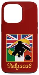 Italy 2026 Curling United Kingdom Italy Flag Winter Sports Case for iPhone 13 Pro