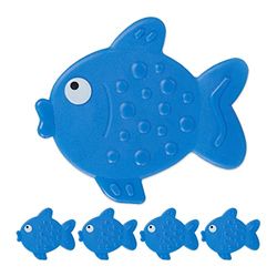 Relaxdays Autocollants de Salle de Bain antidérapant, Lot de 5, Design Poissons, avec ventouses, Enfants, Bleu, Plastique
