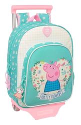 safta PEPPA Pig Pretty Flowers - Sac à dos pour enfant avec chariot 705, idéal pour enfants de différents âges, confortable et polyvalent, qualité et résistance, 26 x 11 x 34 cm, Menthe/Jaune