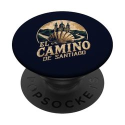 Camino de Santiago Shell Tee Vintage Pilgrim Hiking Souvenir PopSockets PopGrip Adhesivo