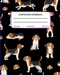 Composition Notebook: Beagle Puppy Notebook (For Kids, Teens, Boys, Girls, Adults, School, or Gift): Wide-Ruled 110 Pages