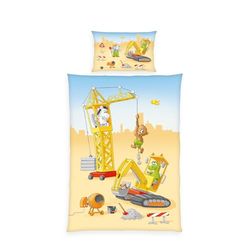 Herding babybest Baustelle Beddengoed, kussensloop ca. 40 x 60 cm, dekbedovertrek ca. 100 x 135 cm, met praktische knoopsluiting, 100% katoen