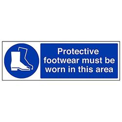 VSafety "Protective Footwear Wear In This Area"-skylt, (paket med 3), 450mm x 150mm, 3