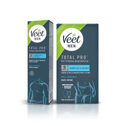 Veet Men Kit Completo per la Depilazione dell' Uomo, Crema Depilatoria per il Corpo + Crema Depilatoria e Balsamo Post Epilazione per le Parti Intime