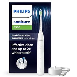 Philips Sonicare 5500 elektryczna szczoteczka do zębów, szczoteczka soniczna, 1 poziom intensywności, alert nacisku, EasyStart, SmarTimer i BrushPacer, kolor biały, model HX7110/01 [Nowa technologia]