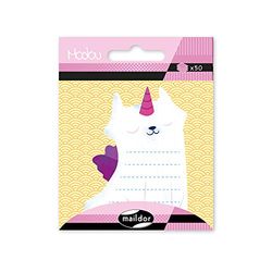 Maildor - Ref MI046C - Modou Memos - Unicorn Cat Design - 50 Memo Stickers, Cut to Shape of Animal Design, Approximately 7 x 7cm, Low Adhesive for Removability