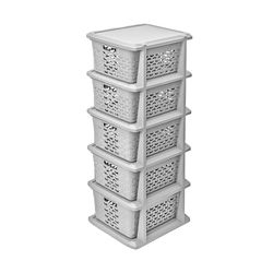 BranQ Home essential Universeel multifunctioneel rek in katoenen design, BPA-vrij kunststof, 5 manden, lichtgrijs kleur