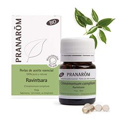 PRANARÔM - Perlas Ravintsara - Aceites Esenciales - Minicápsulas Bio - con Aceite Esencial Puro y Natural de Ravintsara, Cinnamomum Camphora - Respiración - Defensas Naturales - 60 Minicápsulas.