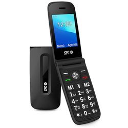 SPC Titan - Teléfono Móvil de Tapa para Mayores, Botones y Teclas Grandes, Fácil de Usar, Timbre 100dB, Configuración Remota, Timbre y Notificaciones Inteligentes, 2 Memorias Directas, Color Negro