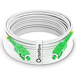 Octofibre - Cable Fibra Óptica Router - 50 Metros - Reforzado con Blindaje de Kevlar - SC APC a SC APC - 10 Años de Garantía