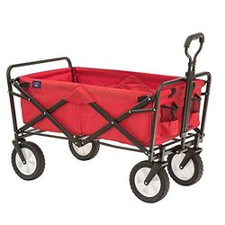 Mac Sports kraftig stålram hopfällbar 150 lbs kapacitet utomhus camping trädgård verktygsvagn gårdsvagn, röd