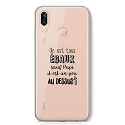 Zokko Huawei P20 Lite fodral "We're All Equal Except Papi Han är lite ovan" - mjukt genomskinligt bläck svart