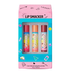 Lip Smacker, Back to School Collection, Eraser Box Lip Balm Trio, Set de 3 Bálsamos Labiales para Niñas y Niños, Set de Regalo con el Tema de la Vuelta al Cole en una Caja con Forma de Borrador