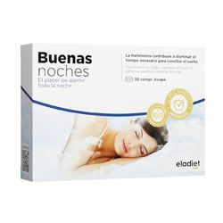 BUENAS NOCHES Sueño - Doble Acción - Dormir Bien Rápidamente y Sueño Prolongado - Con Melatonina, Valeriana Forte, Pasiflora, Amapola de California, Vitamina B3 y B6 | 30 Comp BiCapa ELADIET