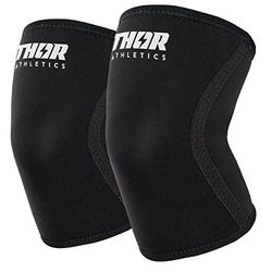 Thor Athletics - Genoux Manchons Noir - 7MM - Accessoires Musculation - Powerlifting - Bodybuilding - Squat - Taille (XL)
