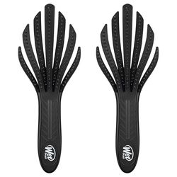 Wet Brush Go Green Curl IntelliFlex Detangling Hair Brush, Ultra Soft for Curly Hair, No Split Ends & Pain Free, 2 Pack, Black