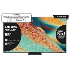 Samsung Smart TV 55'' QE55QN85FAUXZT Neo QLED 4K, NQ4 AI Gen2 Processor, 4K AI Upscaling, Dolby Atmos & OTS Lite, Simple Chamfer Design, edizione speciale PACCHETTO INTRATTENIMENTO, 2025, 2025 QN85F