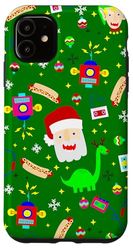 robot de noël moche santa hotdog noël dinosaure cassette Coque pour iPhone 11