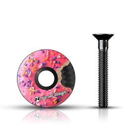 Riesel Design - Stem Cap – Tapón de Giro para Bicicleta de Alta Gama de Carbono + Tornillos de Aluminio anodizado – 6 g. Talla 1 1/8 '' – Donut MKII