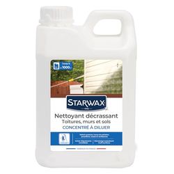STARWAX - Nettoyant Décrassant pour Toitures, Murs, Sols Extérieurs - Surpuissant - Nettoie Graisses, Suies et Verdissures - Compatible Nettoyeurs Haute Pression - Fabriqué en France - 2L - 1000m²