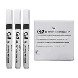 G4GADGET 100 x 50 Original Pack of Non-Toxic Ink Black Colour Whiteboard Dry Wipe Marker Pens Bullet Tip