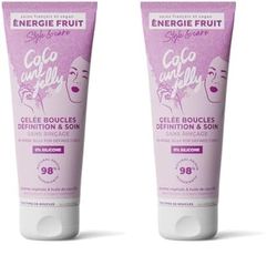 ENERGIE FRUIT | Gelée soin & définition coco curl sans rincage | Cheveux ondulés & bouclés | Huile de coco BIO| 200ML (Lot de 2)