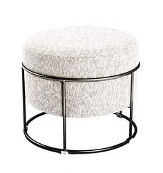 HAKU Möbel Tabouret écru, Noir, MDF, métal, recouvrement Tissu - Dim.: H 44 cm x Ø 48 cm, Style: Art Deco