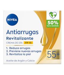 NIVEA Revitaliserande anti-rynk dagkräm 55+ FP 15 (1 x 50 ml), fuktgivande ansiktskräm för kvinnor med solskyddsmedel, anti-rynkkräm för mogen hud