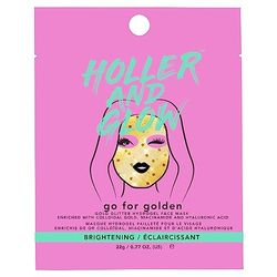 Holler and Glow Go For Golden Gold Glitter Hydrogel Face Mask, Colloidal Gold, Hyaluronic Acid & Niacinamide for Brightening, Hydrating, De-Puffing, Firming & Glowing Skin, 22 G