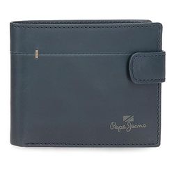 Pepe Jeans Staple Portafoglio Orizzontale con Chiusura a Clic Blu 11x8,5x1 cm Pelle, blu, Taglia unica, Portafoglio orizzontale con chiusura a clic