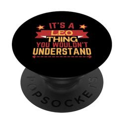 Regalo divertido con nombre de Leo para Leo PopSockets PopGrip Adhesivo