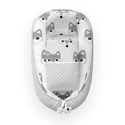 Kospu babynest con cuscino e coperta per bambini, peluche in cotone e minky, imbottitura 100% silicone perline, paracolpi 90 x 70 cm