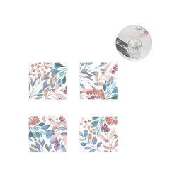 Set of 4 Coasters for Kitchen and Bar with Floral Decoration - Glass Coasters for Goblets and Tumblers for Surface Protection, Ceramic, 10 x 10 cm