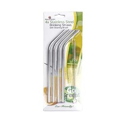 Grunwerg 4X Reusable Stainless Steel Drinking Straws with a Cleaning Brush,SDS-620/5