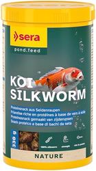 sera 07145 KOI Nature 1000 ml naturalnych smakołyków ze 100% delikatnie suszonych gąsienic jedwabiu jako karma dla koi lub Power Snack o wysokiej zawartości białka dla koi w ciepłym sezonie (od 15°C)