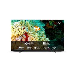 PHILIPS 55PUS7607/12, Smart TV LED UHD 4K 55 Pollici, High Dynamic Range (HDR), Dolby Atmos, Dolby Vision, Immagini E Audio Cinematografici, Design Sottile, 60Hz, TV SAPHI, Cornice nera opaca