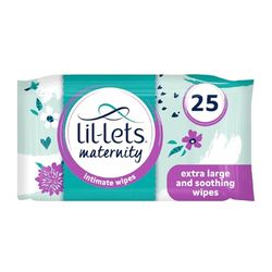 Lil-Lets Maternity Intimate Wipes, 1 Pack of 25 Wipes (25 Count), Extra Large, Biodegradable Wipes, for Pre & Post Birth, Dermatologically & Gynaecologically Tested
