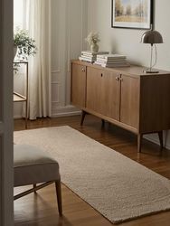 Hanse Home Tapis en Laine Eleni - Tapis de Salon Naturel - Touffeté à la Main - Hygge Skandi - Style bohème - pour Salon, Chambre à Coucher, Salle à Manger, Couloir - Beige Clair - 80 x 300 cm
