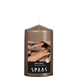 Spaas 12 Scented Cylinder Pillar Candles 60/100 mm, 25 Hours, Exotic Wood