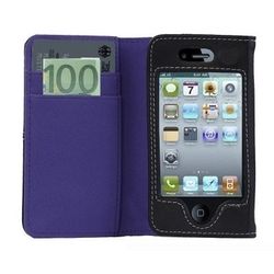 Logotrans Wallet Series Leather Case voor Apple iPhone 4 lila