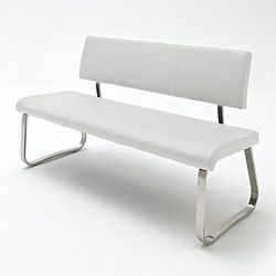 Robas Lund Panchina per Sala da Pranzo con Schienale, Similpelle, Bianco, 175x86x59