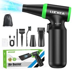 Aria Compressa Spray Elettrico Rimuovi Polvere - 130000 giri/min 3 Velocità Air Duster Mini Soffiatore a Batteria 6000 mAh, 3 Spazzole Antistatiche, Alternativa Allo Bomboletta Aria Compressa