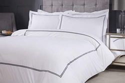 Emma Barclay Mayfair - Geborduurde dekbedovertrekset met Oxford kussensloop in grafiet - kingsize bed