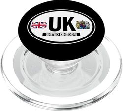 Calcomanía ovalada con bandera y escudo del Reino Unido PopSockets PopGrip para MagSafe