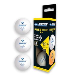 Donic-Schildkröt 2-stjärnig Prestige bordtennisboll, Poly 40+ kvalitet, 3 delar i en låda, vit